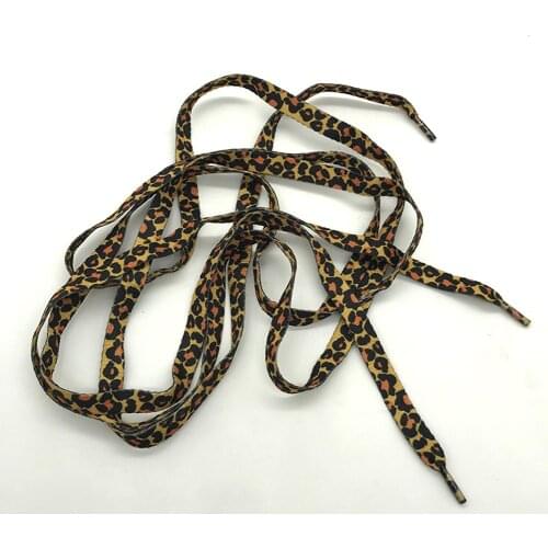1Pair Leopard Printed Polyester Shoelace Shoe Laces Casual Sports Shoelaces Fashion Flat Laces Applicable To All Kinds Of Shoes