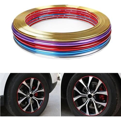 1pc 8M Roll Car Wheel Rim Sticker Chrome Wheel Decoration Auto Tire Rims Plated Strip Protection Decoration Car-styling Exterior