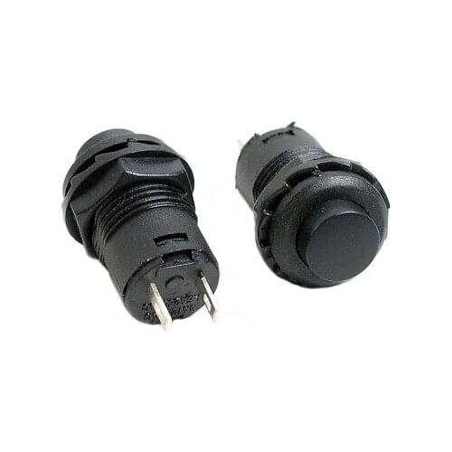 10pcs,2 Pin Black Cap OFF ON Self-locking Push Button Switch