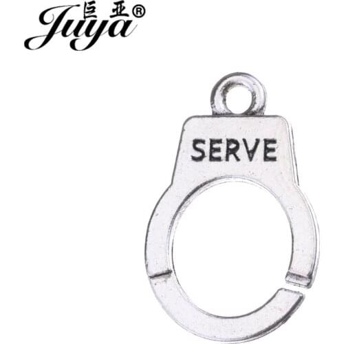 JUYA 10pcs 23x15mm Metal Handcuffs Shape Charms Pendants for DIY Handmade Bracelet Necklace Jewelry Making Findings AO0526