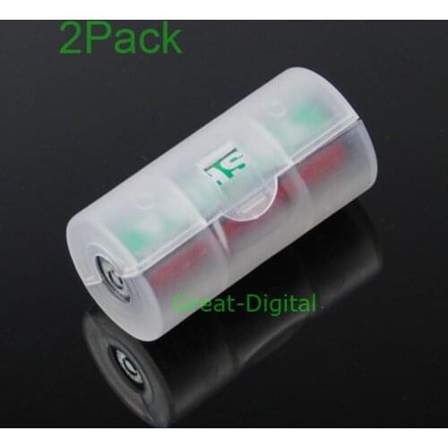 2x AA to C Size Battery Converter Adaptor Adapter Case