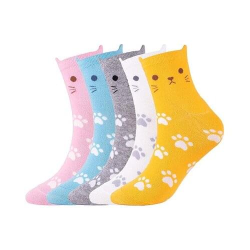2019 cartoon foreign trade stereo cat socks in the tube female cotton autumn and winter Korean version of the tide socks Harajuk