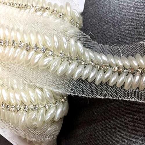 5.8Yards/piece Beaded Lace Trim Beaded Pearl Lace Trim decoration accessories 4.5cm wide Braid Lace Applique