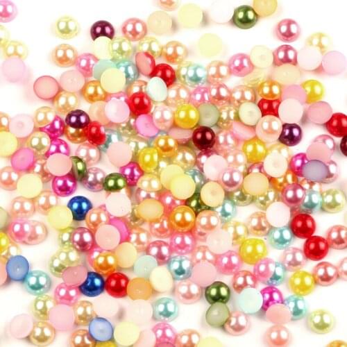 500pcs 7mm Random mixed Half Round Pearl Beads FlatBack Scrapbook Craft Cabochon Kawaii DIY Embellishments Accessories