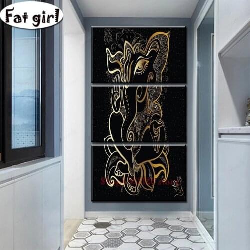 5D Diy Diamond Painting Hindu God Ganesha Full Square Cross Stitch Diamond Embroidery Religion Round Drill Home Decor Needlework