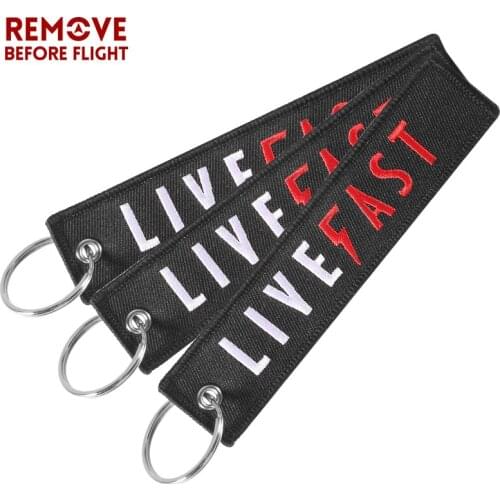 3 PCS/LOT Fashion Jewelry Keychain for Cars and Motorcycles OEM Key Chain Embroidery Key Fobs Live Fast Key Ring Tags