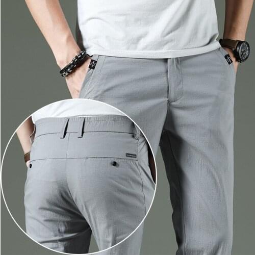 Brand Autumn Mens Pants Casual Cotton Basic Classic Straight High Waist Business Office Trousers Men 2021 New Big Size