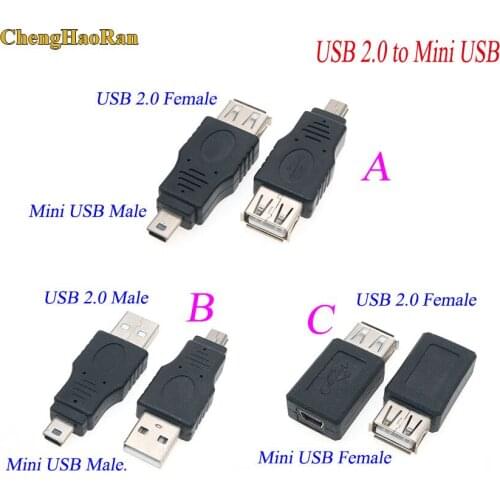 ChengHaoRan 100 pcs mini usb b 5 pins female male jack to usb a 2.0 male female connector adapter M/F