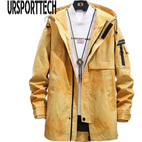 Long Mens Jacket Hoodies Oversized Jackets Men Hip Hop Windbreaker Loose Men Hooded Streetwear Male Trench Coats Jacket