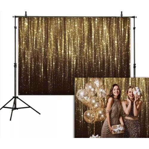Birthday Party Banner Photography Backdrop Gold Sparkly Glitter Stage Decorations Backdrop Photocall Studio Portraits Photoshoot