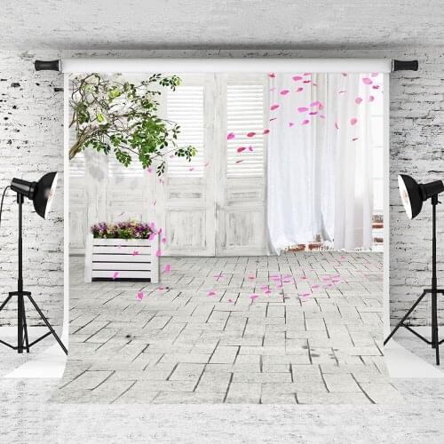 VinylBDS 5X7FT White Wedding Photo Backgrounds Petals Flutter Photography Backdrops Children Studio Background