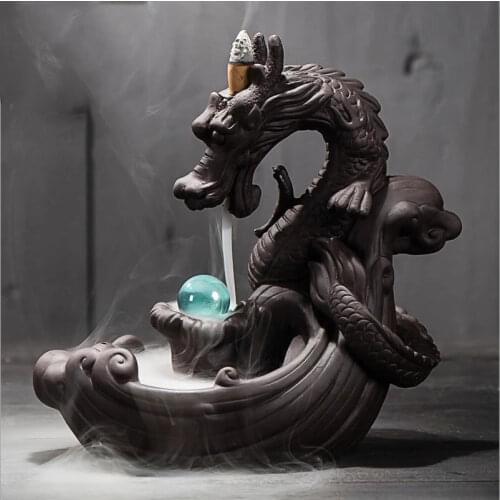 Backflow Incense Burner Dragon With Crystal Ball Ceramic Creative Incense Holder Censer Dropshipping