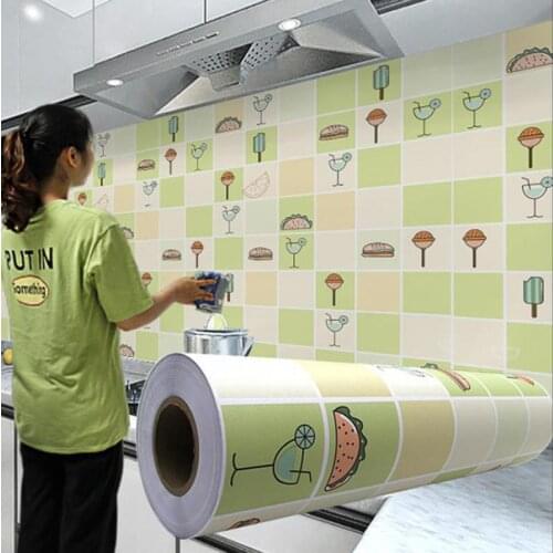 Kitchen sticker stove high temperature resistant self-adhesive simple wallpaper bathroom moisture-proof waterproof thickening