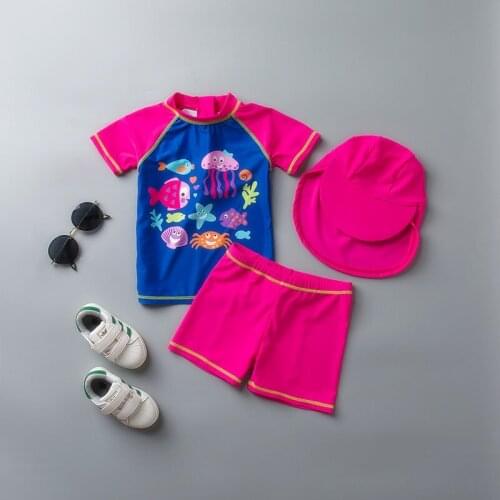 1-5years Childrens Swimsuit Girls Swimwear Two Piece Baby Surfing Suit Split Sunscreen Anti-UV Swimsuit 2021 New High Quality