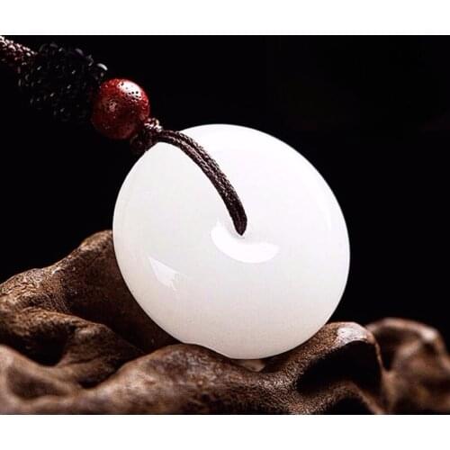 Hot Selling Natural White Men Women Hand-Carved Jewelry Jade Pendant Necklace Jewellery Fashion Accessories Gifts
