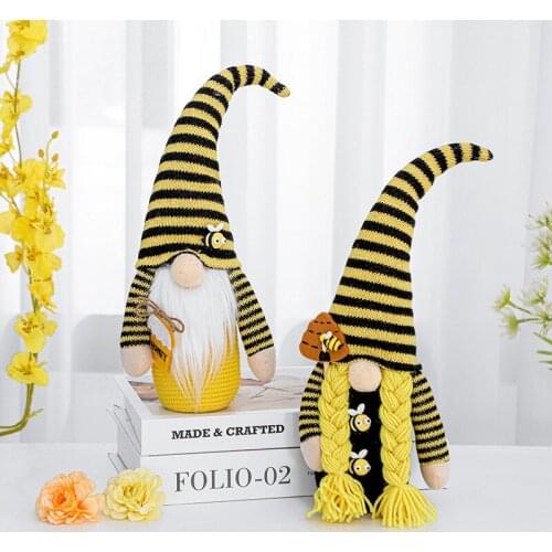 Cute Bee Festival Faceless Doll Decorations Creative Bee Modeling Festival Figurine Doll Decorations