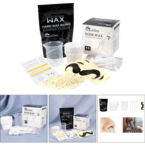 Nose Ear Wax Kit Hair Removal Men Women Painless Beads Measuring Cup Moustache Stencils Hair Removal DropShip