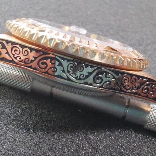 Tin Bronze Vintage 44MM Watch Case for NH35A Watch Movement Modification Accessories