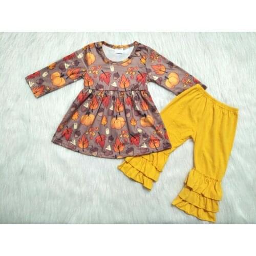 Autumn pumpkin pattern outfits baby girls fall style long sleeve top+cotton pants 2 pcs sets kids children 's clothing gxj