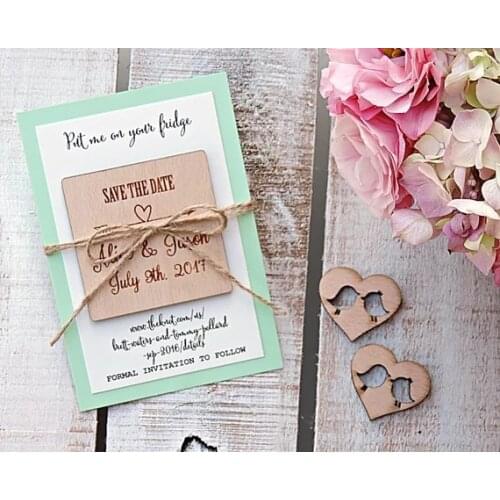 Personalize names date engraved Wooden Card save the date Wedding invitations Magnets, Wedding Wood Save-the-Date Magnet