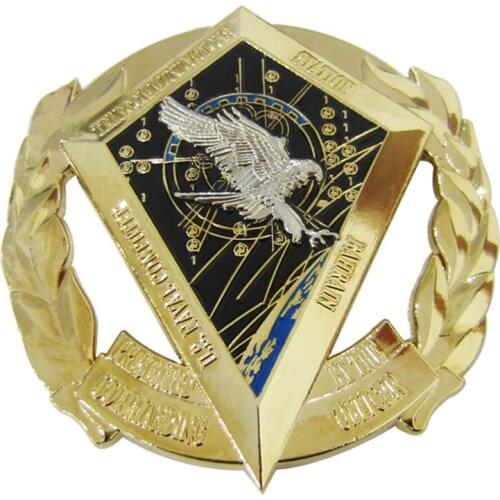 Custom 3D electroplated gold hollowed out eagle logo commemorative coin