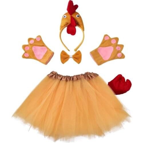 Girl Women Chicken Duck Cock Cosplay Headband Tutu Skirt Tie Tail Set Kids Adult Children Party Props Costume Halloween Carnival