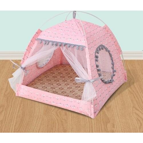 Washed Tent Cat Litter Summer Cat Dog Yurt Removable Small Tent Litter for Pet Small Dog Cat Mat