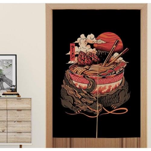 Japanese Style Biparting Open Door Curtain Noodle Hamburger Sushi Barbecue Restaurant Kitchen Partition Telescopic Rod Screens