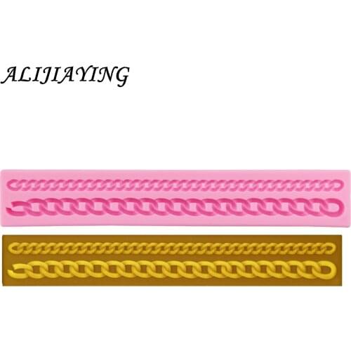 1Pcs 3D Long Bag Chain Shaped Strip lace Cake border Silicone Mold Cake Decoration tools Fondant Cake Mould D0295