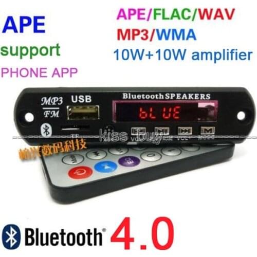 Bluetooth 4.0 stereo receiver FLAC WAV WMA MP3 APE audio decoder board 10W+10W power amplifier Digital Display led 12v car