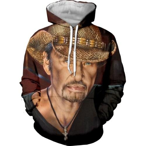 Pop French Johnny Hallyday Sweatshirts Rock Hoodies 3D Print Hoodie Hip Hop Unisex Casual Tracksuits Clothing Harajuku Tops 5XL