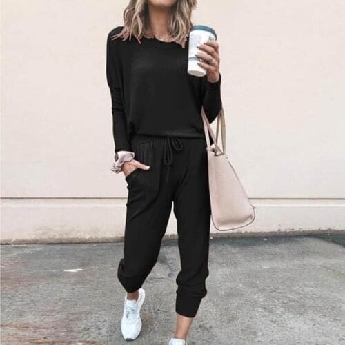 Winter 2-Piece Casual Womens Sportswear Long-Sleeve Pullover Hoodie Sweatshirt Sports Pants Sets Leisure Fitness Jogging