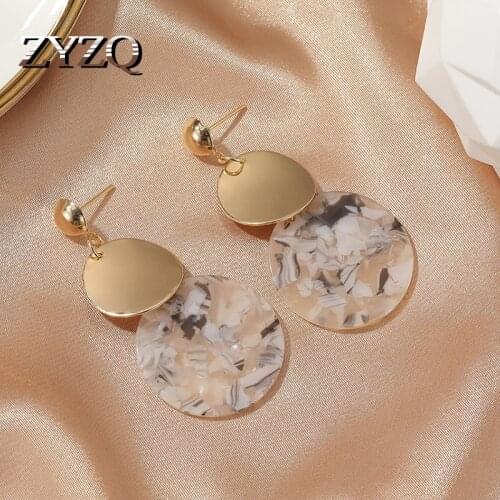 ZYZQ Fashion Popular Big Circle Senior Stud Earrings For Women Temperament Contracted Geometric Earrings Jewelry Accessories