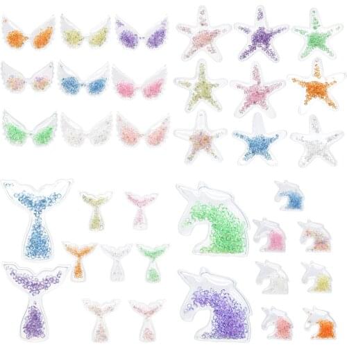 1pc Wing Horst Transparent Qucksand Shaker Bling Sequins Beads DIY Make Hair Clip Accessories Craft Phone Decoration,1Yc18138