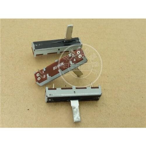 10pcs 35MM mixer sliding straight single-joint potentiometer B100K SC2043N / Fader iron handle 15MM with midpoint