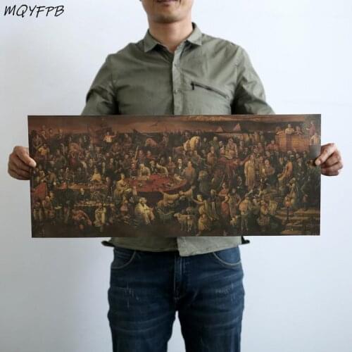 100 Celebrities Discuss Divine Comedy With Dante Kraft Paper Poster Wall Sticker Home Decoration Painting Gift 70x29.5cm