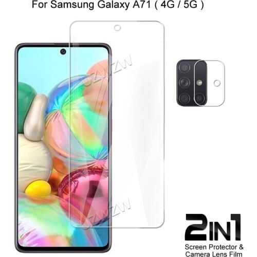 2 in 1 For Samsung Galaxy A71 ( 5G / 4G ) Camera Lens Film & Screen Protector Guard Protective HD Tempered Glass Explosion Proof
