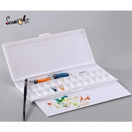 24Grid Folding Moisturizing Watercolor Palette for Artist Watercolor Oil Painting Paint Palette Tray Box Art Supplies