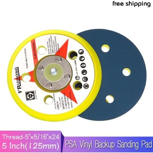 5 Inch 5-Hole Vinyl PSA Sanding Pad for Self-adhesive Discs Sander Backing Pad 5/16"-24 Thread Power Tools Accessories