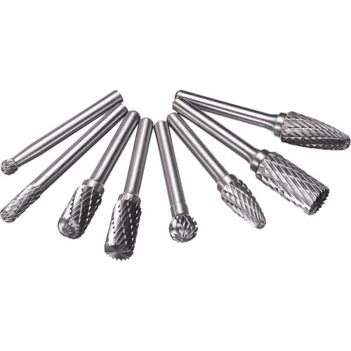 8Pcs/set Tungsten Carbide Burr Bit CNC Engraving 1/4inch Shank Rotary Burrs Cutter Files Grinder Bit