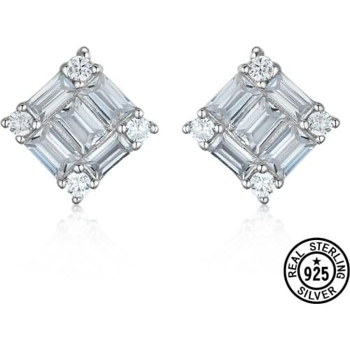 925 Sterling Silver Earrings Delicate Square Simple Fashion Stud Earrings For Women Girls Birthday Gifts Fine Jewelry