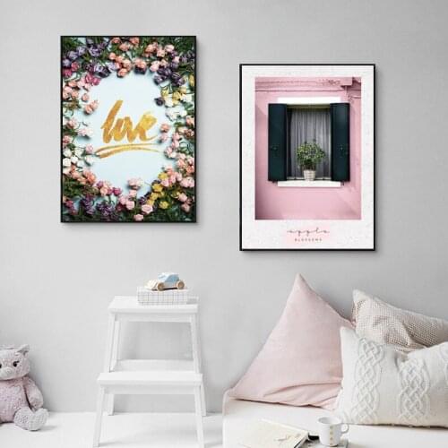 Abstract Landscape Still Life Window Dining Table Cake Yellow Letters Canvas Painting Wall Picture Poster Living Room Decoration