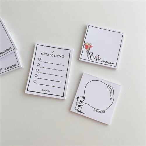 Korean Ins Cartoon Cute Dog Memo Pad Simple Style Kawaii Mini Notepad Message Paper To Do List School Stationery 50 Sheets