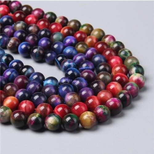 Natural Stone Multicolor Tiger Eye Round Loose Spacer Gem Stone Beads For Jewelry Making 6 8 10 mm DIY Bracelet Accessories 15