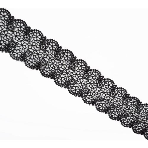 Cusack 2 yards 5.0 cm Black Hollow Floral Lace Trims Tape for Costume Dress Trimmings Applique for Home Textiles Lace Fabric
