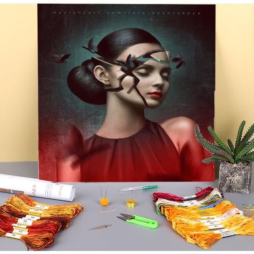 Woman Girl Pre-Printed 11CT Cross-Stitch Set Embroidery DMC Threads Handiwork Painting Hobby Knitting Wholesale Gift