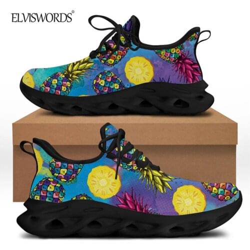 ELVISWORDS Tropical Fruits Pattern Womens Casual Vulcanized Shoes Breathable Sport Footwear 2021 Fashion New Sneaker mujer