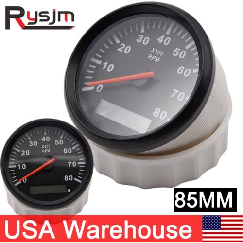 Universal 85mm Car Marine Boat Tachometer Gauge 8000RPM LED Meter Waterproof 12V/24V Tacho Meter for motorcycle shift light rpm