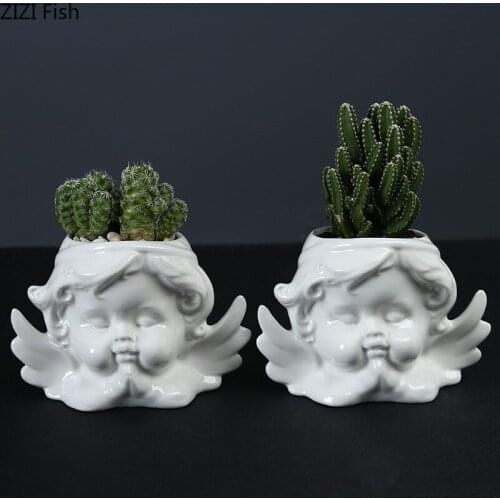 Ceramic Angel Boy Flower Vases Living Room Decoration Plant Pots Decorative Figure Statue Flowers Pots Vase Nordic Home Decor