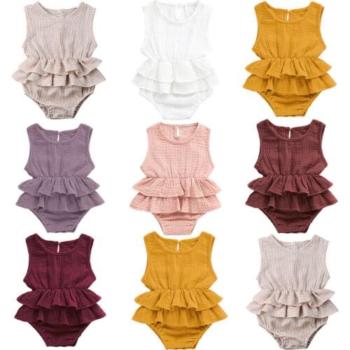 Citgeett Summer Newborn Kid Baby Girl Clothes Sleeveless Bodysuit Solid Tutu 1PC Sunsuit Casual Outfit Clothing Dropshipping